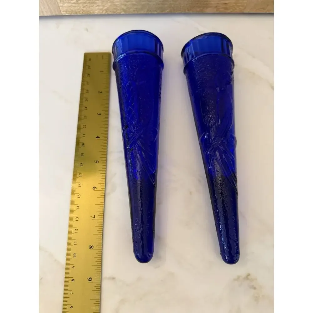 Set Of Auto Car Flower Vases Birds Cobalt Blue & Light Pink Wall Pockets 8